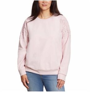 NWT Gloria Vanderbilt Ladies Pullover with Lace LIGHT PINK - size XS